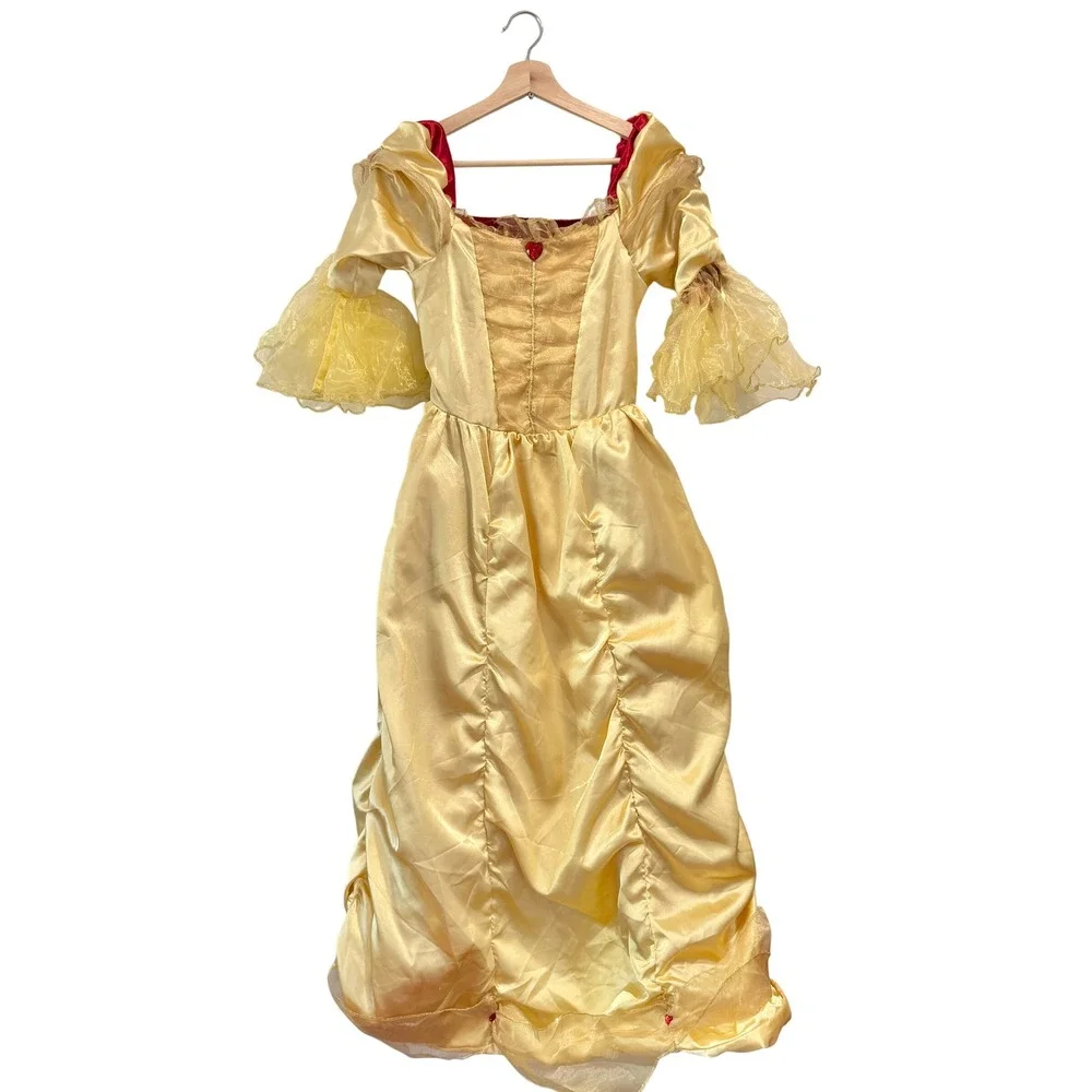 Vintage Disney Reversible Belle Costume Dress Satin Gown Size Large Youth